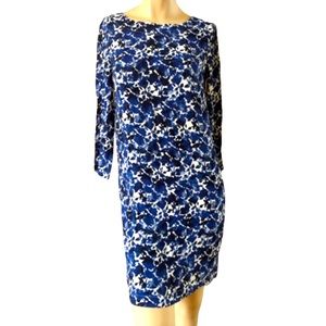 J. Crew Mercantile Long Sleeve Dress White and Blue Floral Design